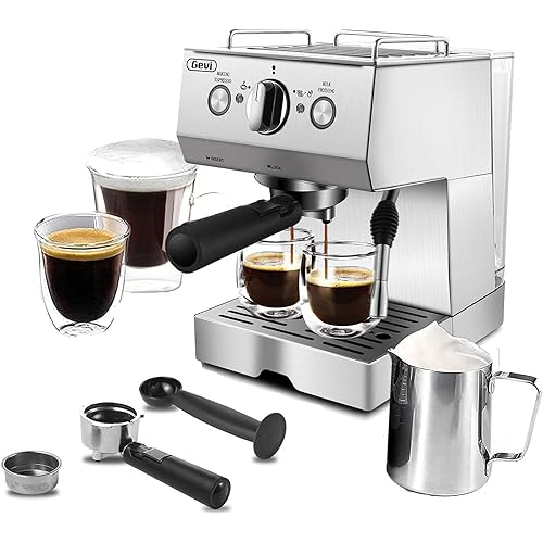 Espresso Machine 15 Bar Espresso Coffee Maker with Milk Frother Wand for Cappuccino, Latte, Mocha, Machiato, For Home Barista, 1.5L Water Tank, Classial, Silver, 1050W