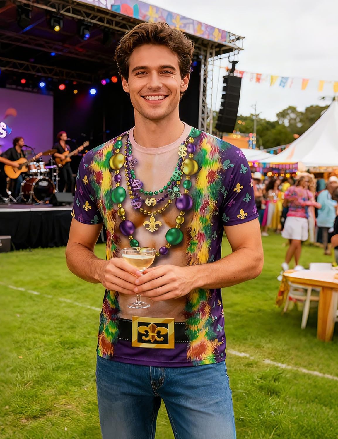 Men's Novelty Muscle T-Shirt Fake Abs Printed Costume - Image 4