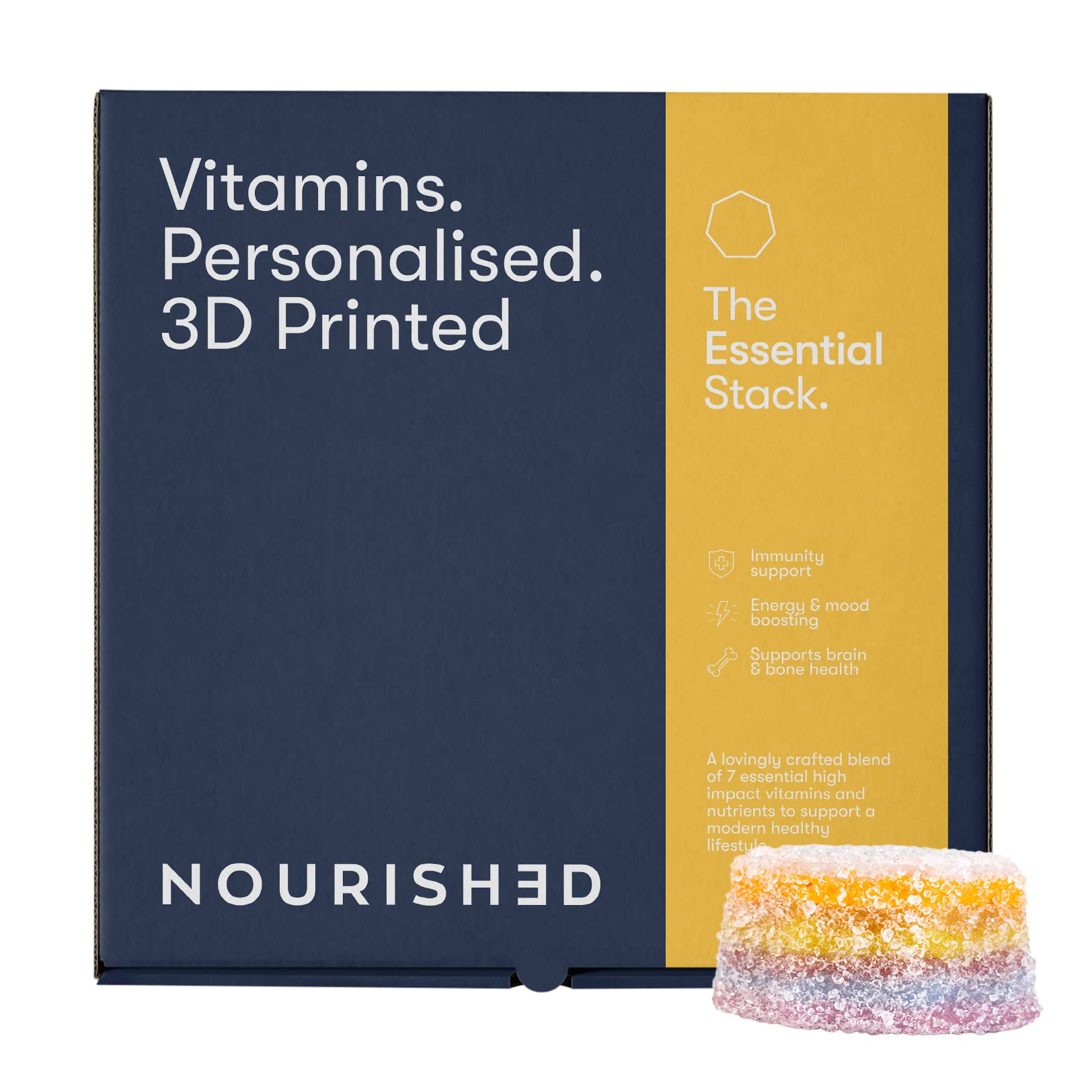 NOURISHƎD Nourished Essentials Super Nutrient Gummies | Vitamin D3 Gummy, Vitamin A, B12, Turmeric, Curcumin, Probiotics | Sugar Free & Vegan Nutrient Gummies | 28 Gummies | Gummy nutrients Adults
