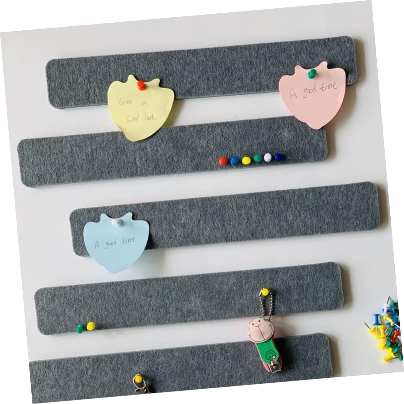 5Pcs Decorative Felt Bulletin Board Strips Small Wall Notice Board Easy to Mount for Office and Home Use