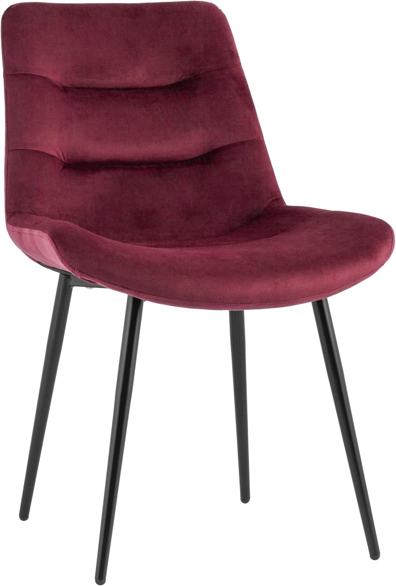 Finch Fox® Polar Velvet Upholstered Chair for Living Room, Dining Room, Cafe Chair with Black Metal Legs in Dark Pink Color