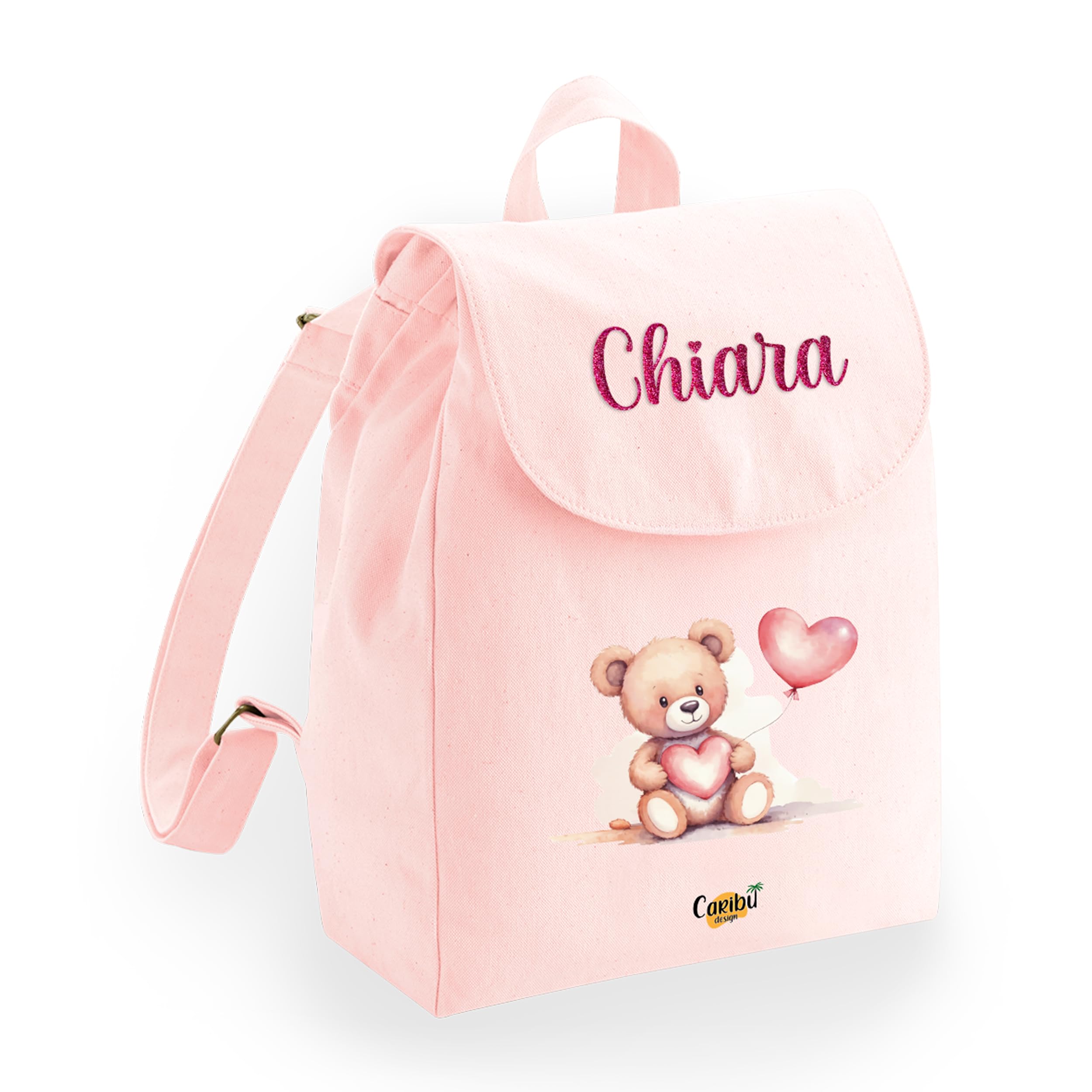 Zainetto Bambino Bambina 100% Cotone Organico Personalizzato con Nome - Zaino Piccolo da Bimbo - Cartella Personalizzabile per Scuola Asilo Materna Sport Gite Viaggi 22x30x12 cm