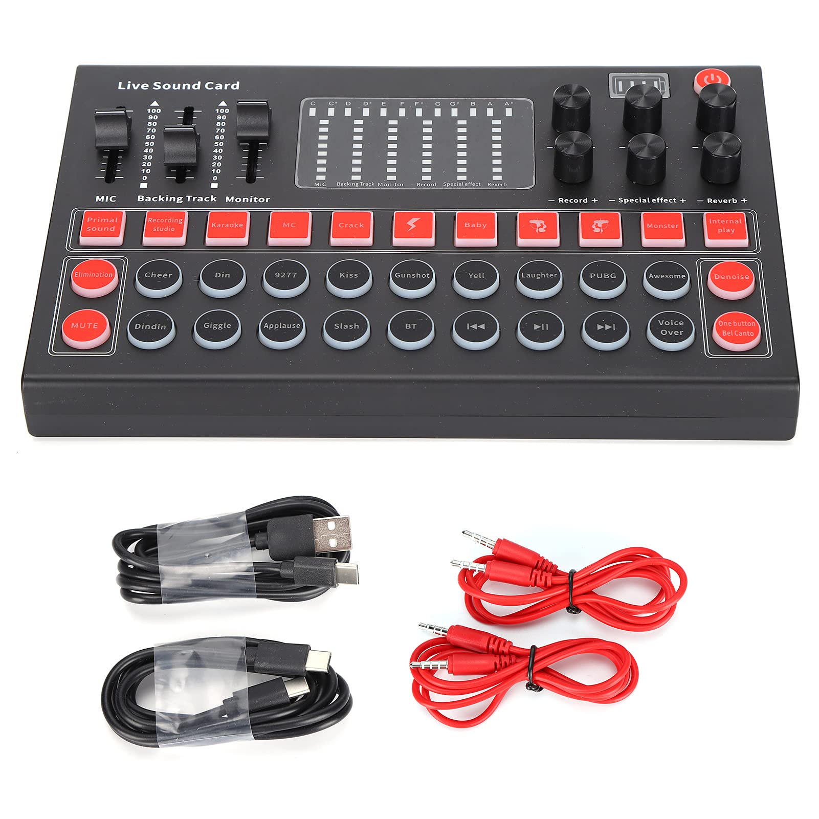 M9 Tarjeta de Sonido BT de Ajuste de reverberación Profesional, Kit de Equipo de Tarjeta de Sonido en Soporte Software de Canto en Teléfonos móviles Computadoras Tabletas, señal Estable
