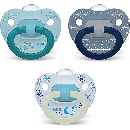 NUK Orthodontic Pacifier, Silicone, Value Pack,18-36 Months, 3-Pack (Boy&Girl)