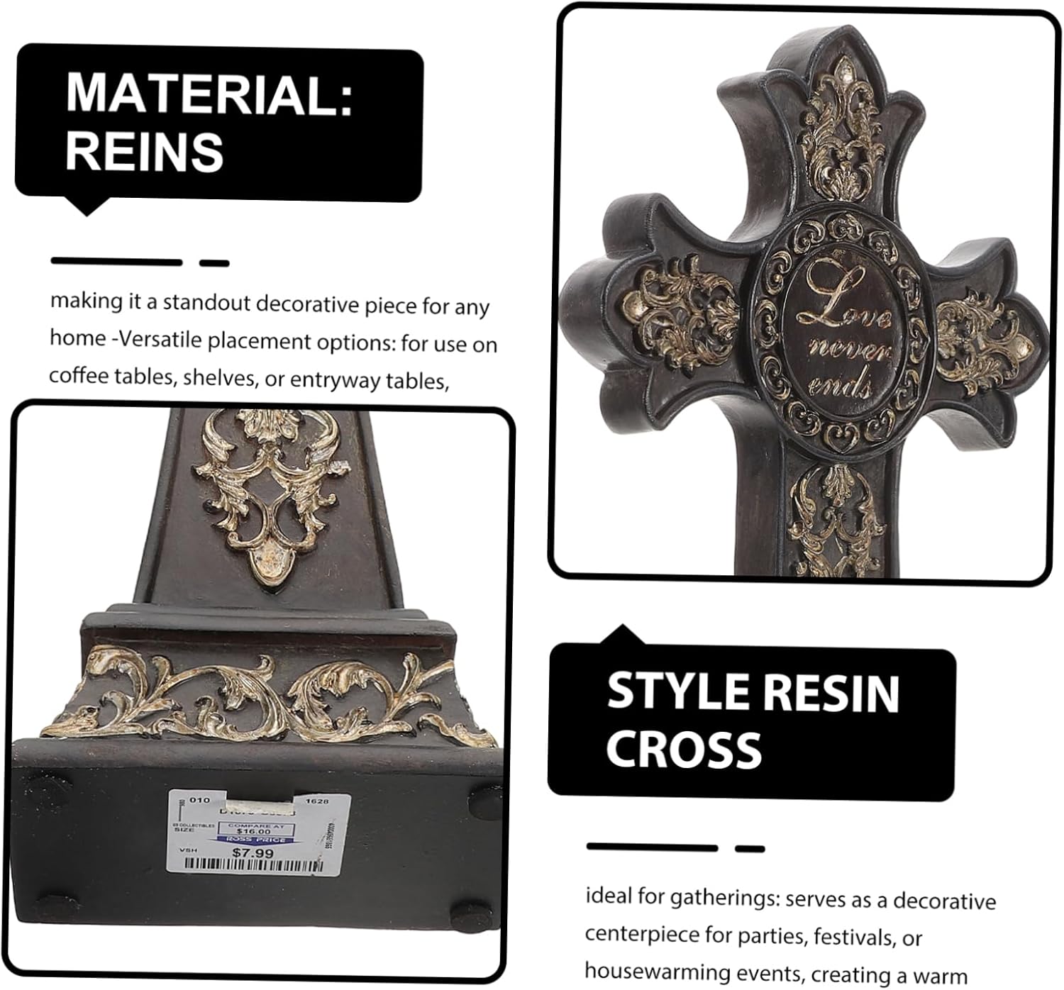 AKOOSY Elegant European Cross Ornament Unique Home Decor for Living Room Versatile Tabletop Decoration for Gatherings and Housewarming Events Chic Nordic Design