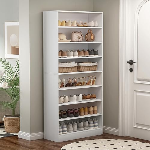 Miniatura 3 de Armario para zapatos, 9 niveles, 40-45 pares de madera resistente, gabinete independiente de almacenamiento de zapatos, gabinete de zapatos de 70.8