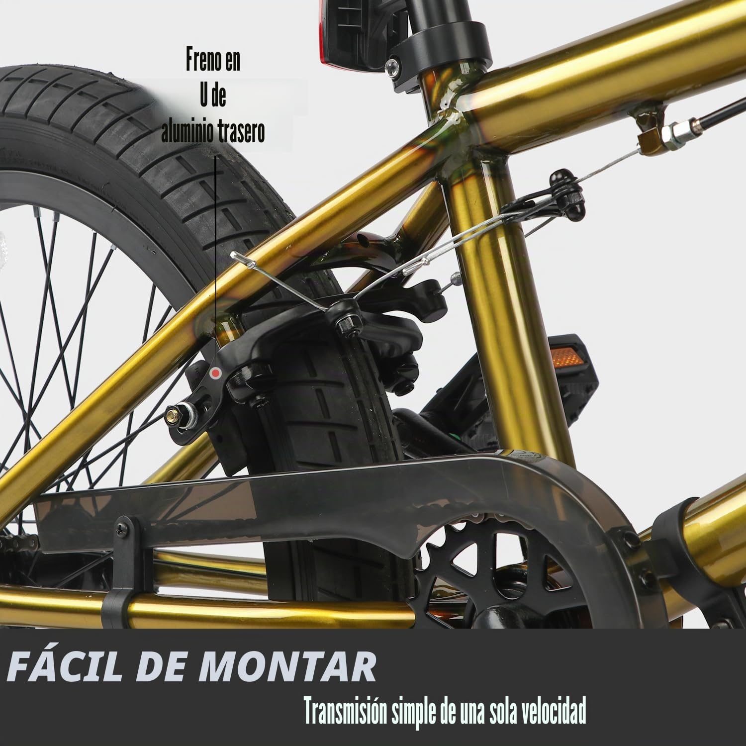 AVASTA Hesper - Bicicleta BMX Freestyle de 20 pulgadas para niños con 4 reposapiés, bicicletas para niños de 6 a 14 años y principiantes, color dorado