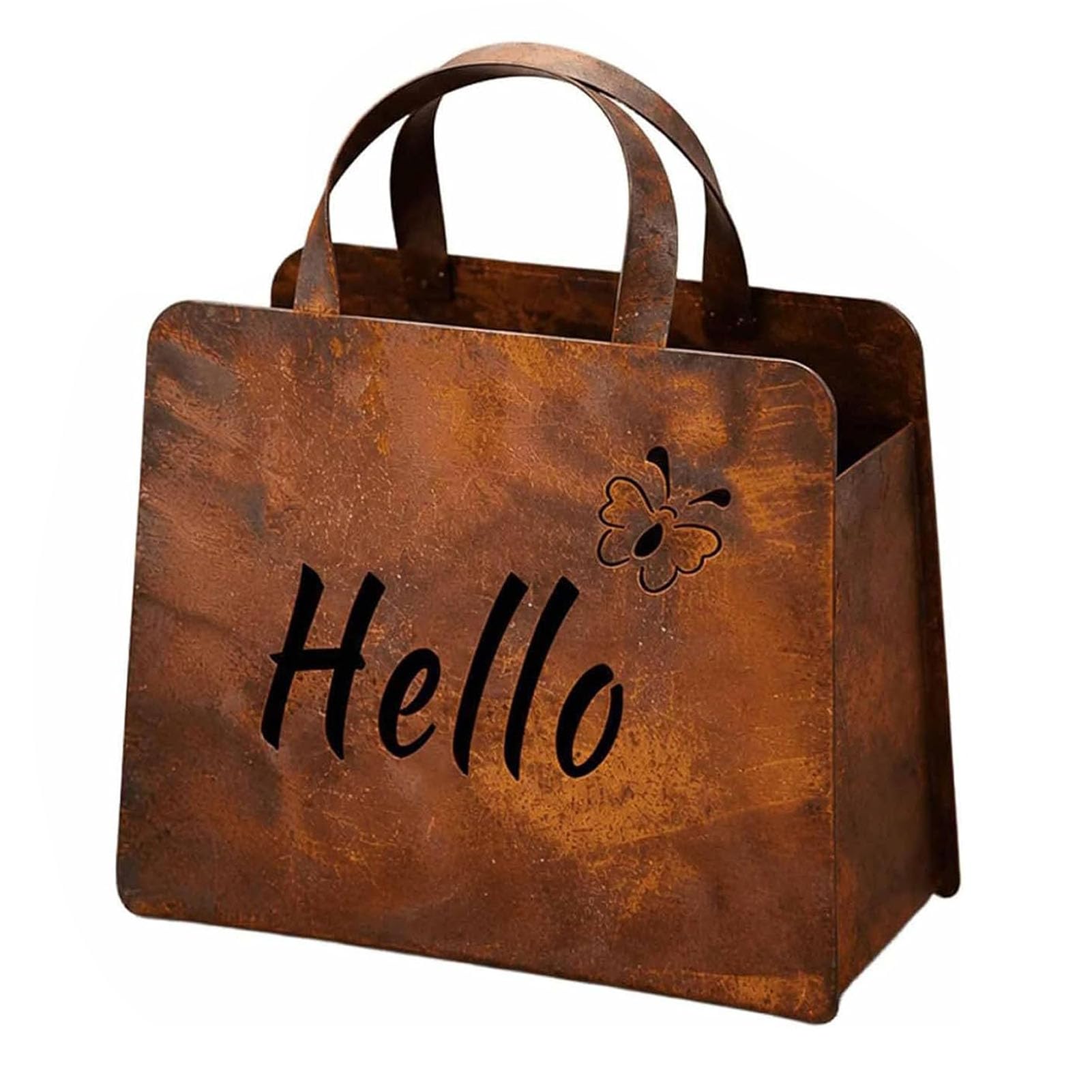 Déco jardin métal suspendu sac à main vintage contre la monotonie extérieure