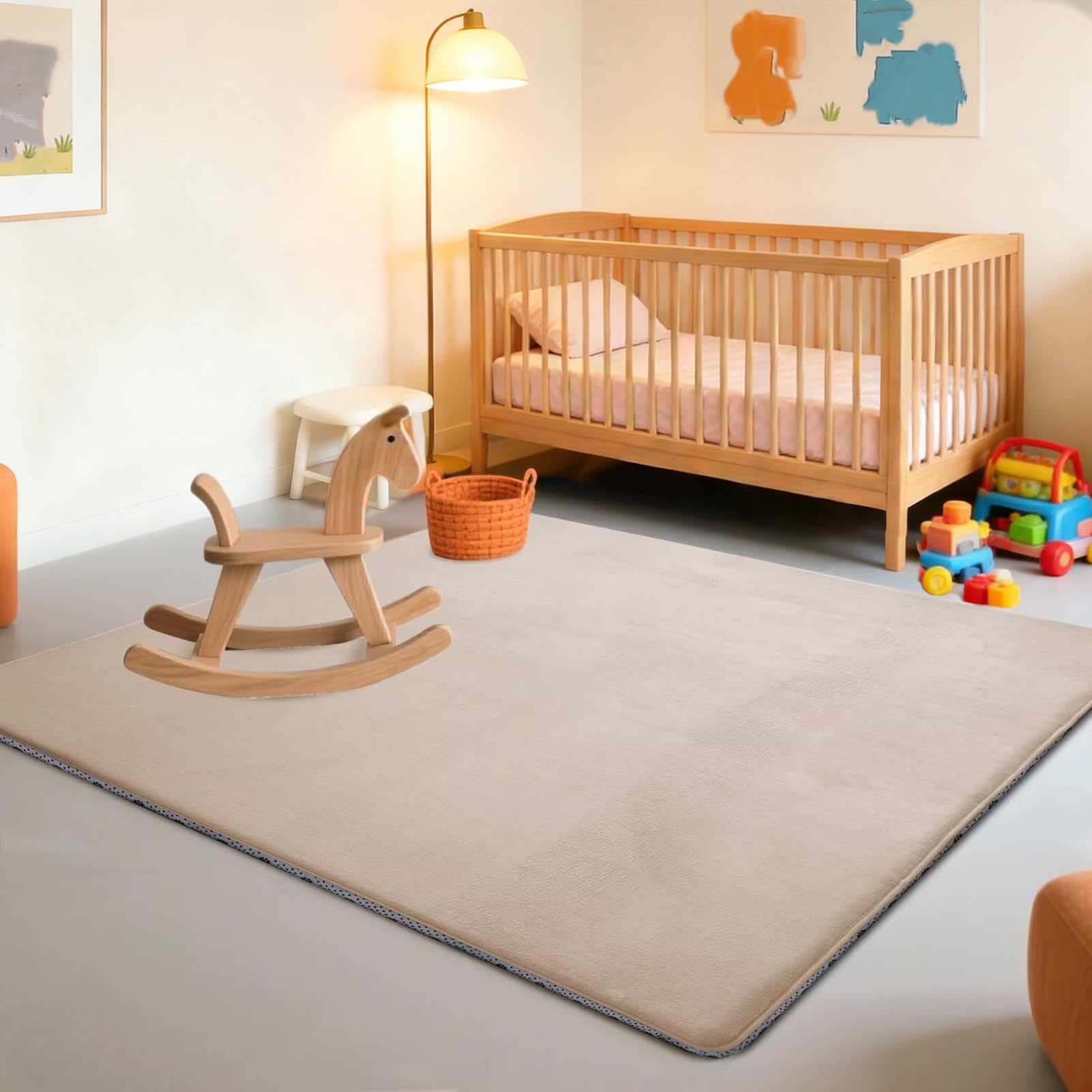 Krabbelmatte Baby 140 x 140 cm Hellbraun 2.5cm Dicke Schaumstoff Spielmatte, Teppich Kinderzimmer, Teppich Kinder Spielmatte mit Rutschfester Unterseite, Teppich Baby für Kinder, Kinderteppich