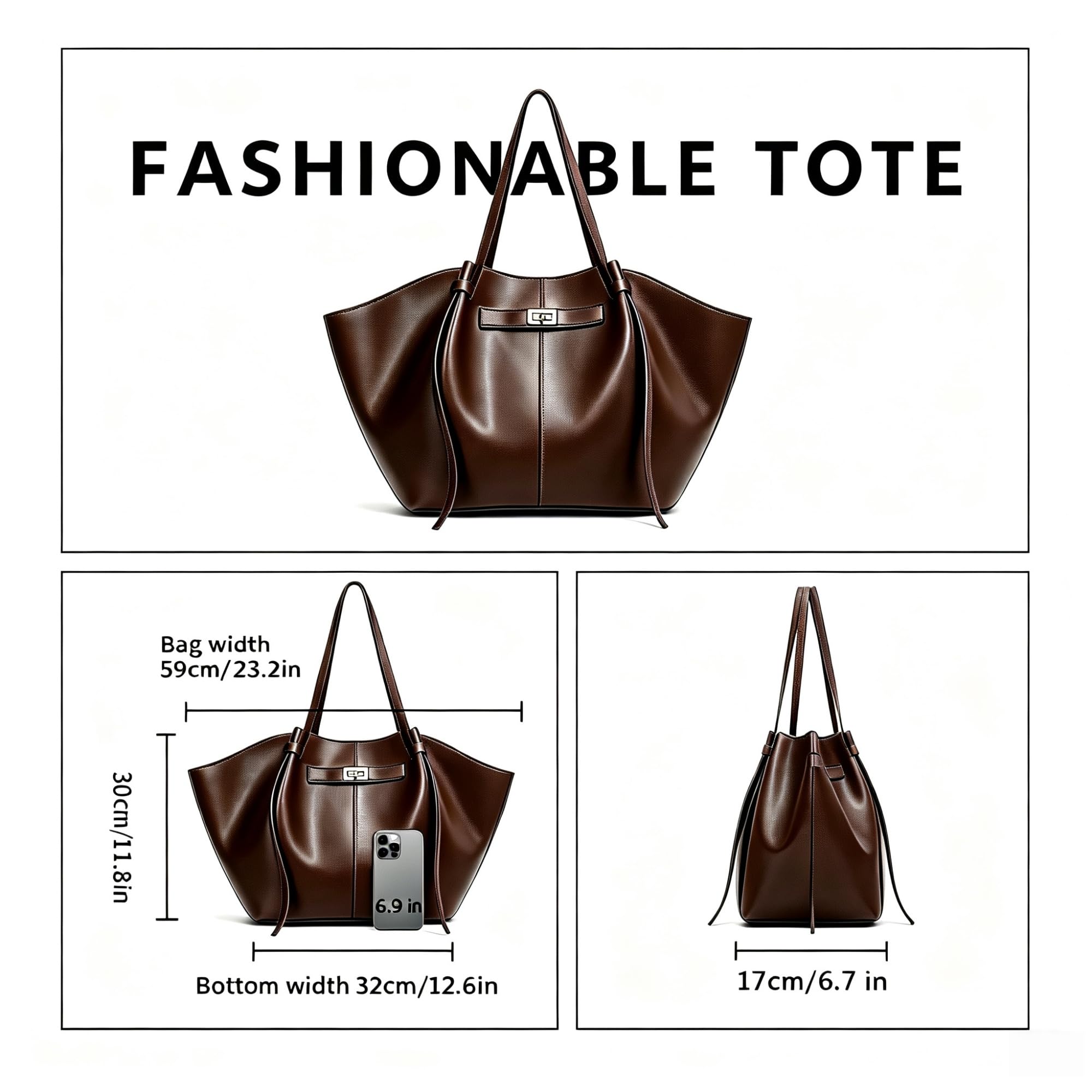 Tote Bag Damen, Große Kapazität,Shopper Tasche mit Abnehmbarem Schultergurt, Für Uni, Schule,Büro, Einkauf Reise