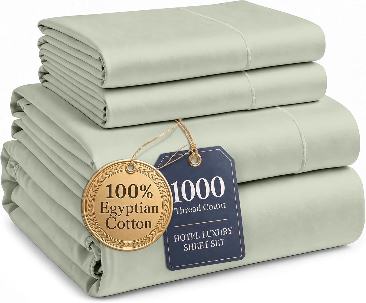 LANE LINEN Sábanas tamaño Queen 100% satén de algodón egipcio - Mineral | Sábanas Queen con bolsillo profundo: juego de 4 piezas, ajuste cómodo con bolsillo profundo de 16 pulgadas, 1000 hilos, estilos de dormitorio principal, felpa