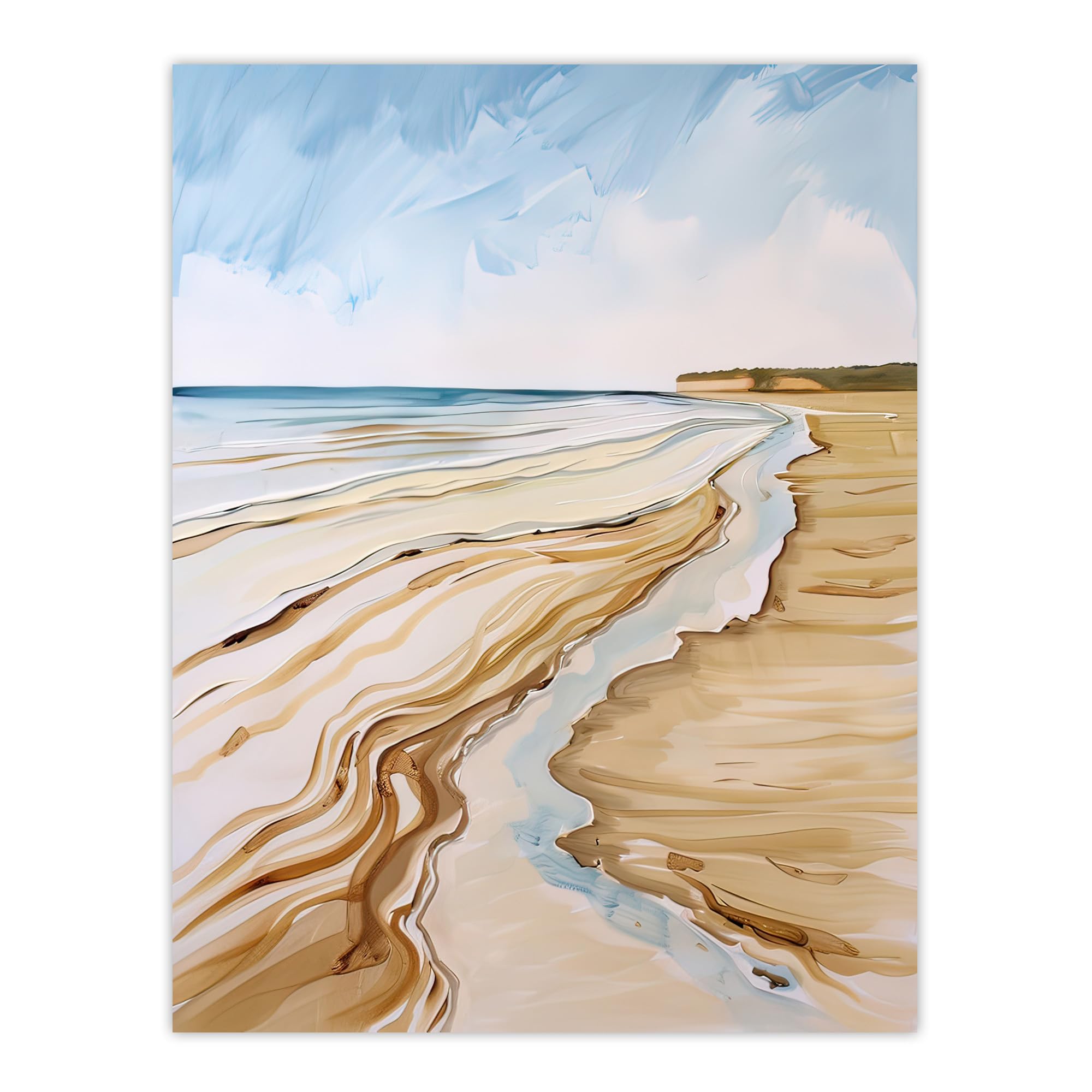 Artery8 Filey Beach North Yorkshire Watercolour Painting Living Room Extra Large XL Wall Art Poster Print