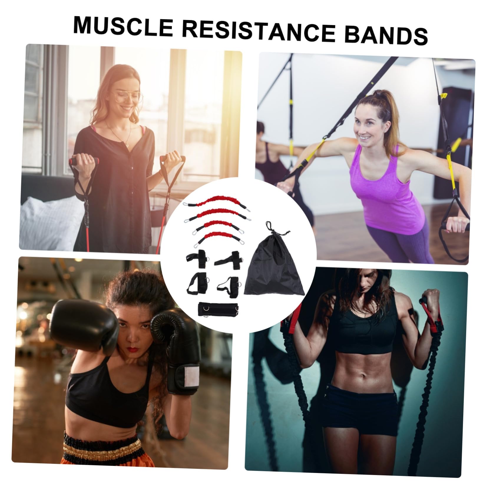 NOLITOY Kit 1 Set Bandes de Résistance pour Exercices Bandes de Fitness Entraîneur Musculaire Élastique à Haut Résistance Tissu Oxford et Corde en Caoutchouc pour Entraînement la Maison