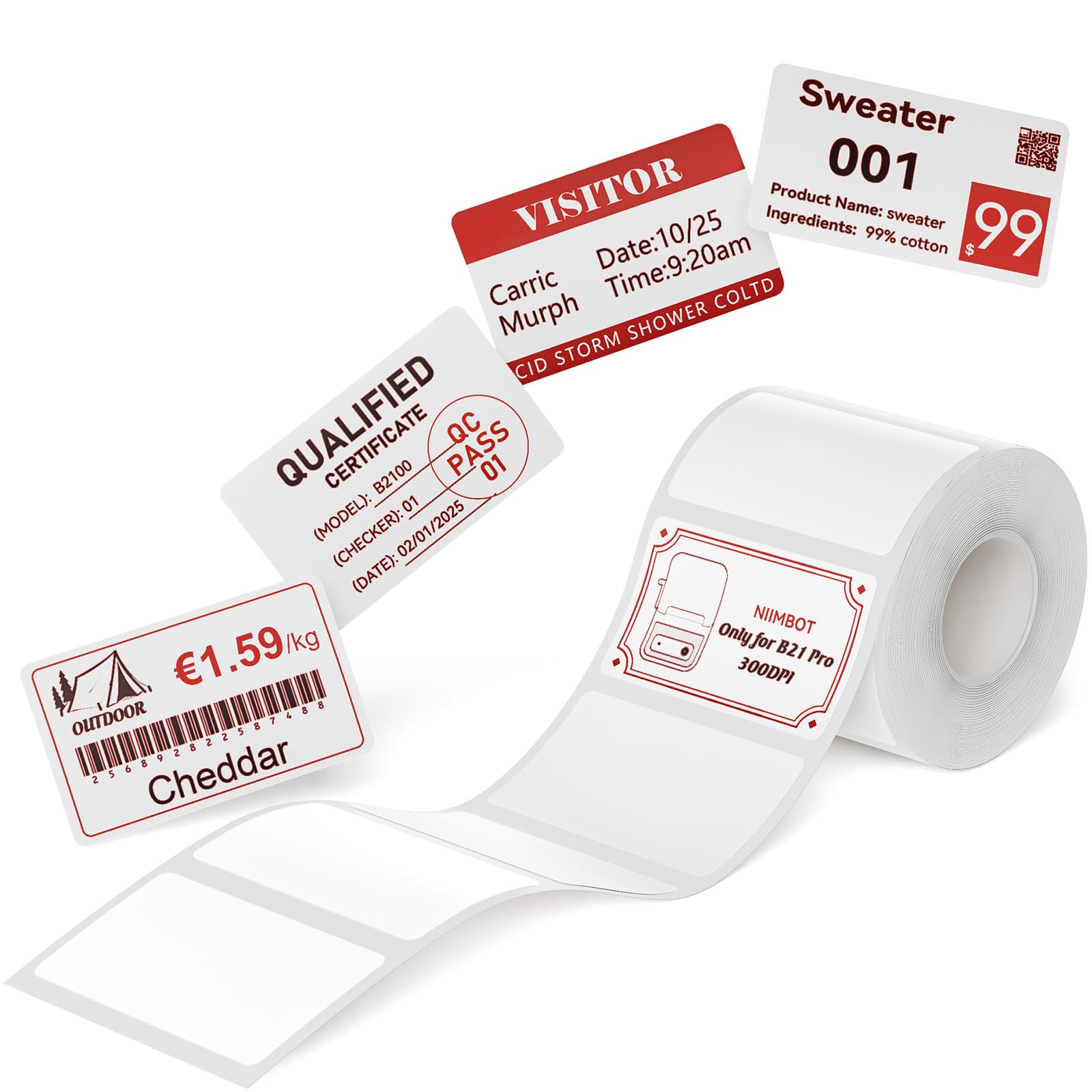 NIIMBOT Red&Black Labels, Refill Sticker Papers Only for B21 Pro 300DPI Label Maker, Dual Color Printing Stickers Good Idea for Schools,Business,Price