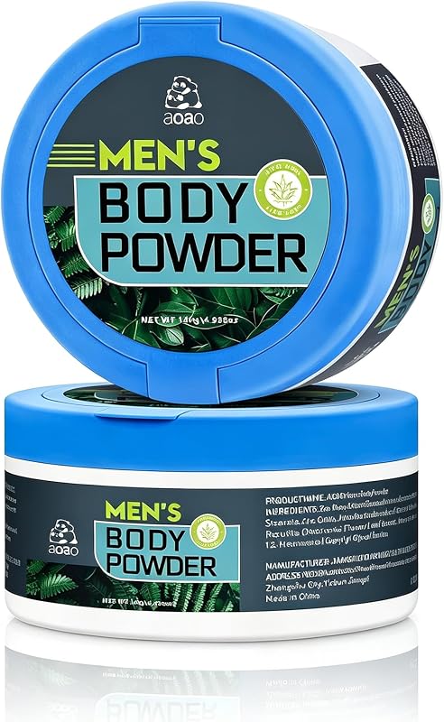 Pó corporal masculino AOAO sem talco com esponja aplicadora, 142 g