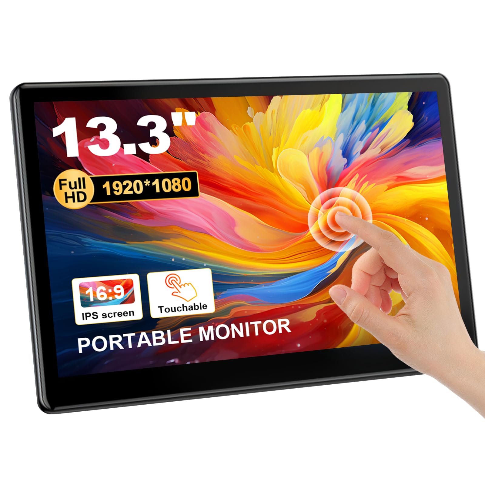 Photo 1 of HOWENS Industrial Touchscreen Monitor 13.3 inch, FHD 1920×1080 IPS Laptop Touch Monitor HDMI VGA Display Support VESA Mount Compatible with Laptops PC Mac (13.3 Inch)