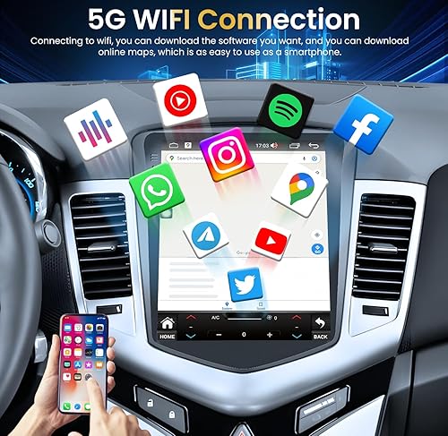 Miniatura 5 de Radio estéreo de coche para Chevrolet Chevy Cruze 2009-2016  ( + ) Estilo T 10.4 pulgadas pantalla táctil con CarPlay Android Auto, FMAMRDS 5GWiFi