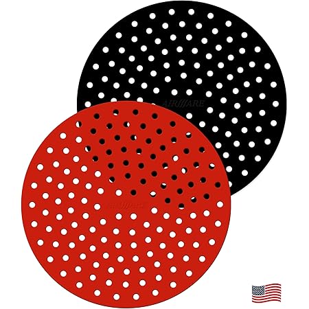 Airware Aeromats The Original Reusable Air Fryer Liners – USA Designed, 100% Food-Grade Silicone | Air Fryer Accessories For GOURMIA, POWER XL, GOWISE, PHILIPS, ULTREAN, CHEFMAN, MORE (9-Inch Round)
