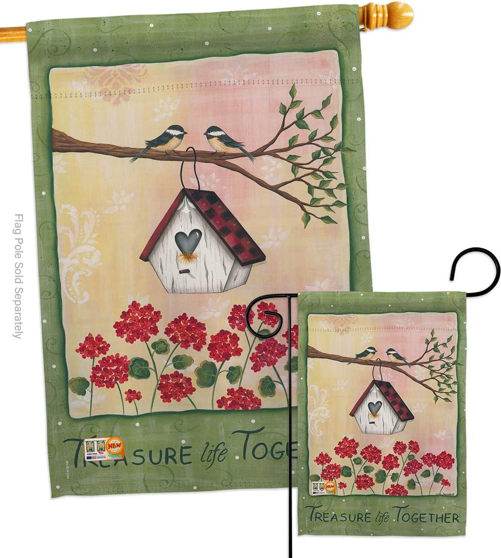 Welcome Treasure Life Together Garden House Flags Set Animals Bird Flamingo Hummingbird Cardinal Peacock Springtime Natural Wildlife Small Decorative Gift Yard Banner Made In USA 28 X 40