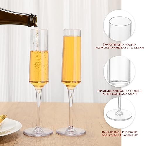 Miniatura 10 de Nuenen Copas de champán de plástico irrompibles de 5 onzas, copas de champán reutilizables para brindis de vino, copas de cóctel desechables para