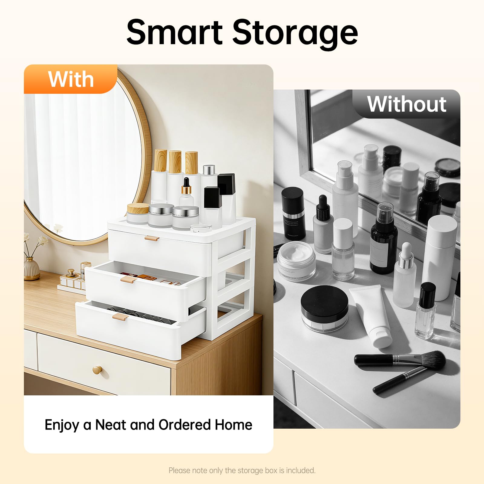 Schreibtisch-Aufbewahrungsbox Schubladenbox Schreibtisch-Organizer Aufbewahrungs-Organizer mit 3 Schubladen Kosmetik-Organizer Desktop Aufbewahrungsbox für Arbeitszimmer, Schlafzimmer, Büro