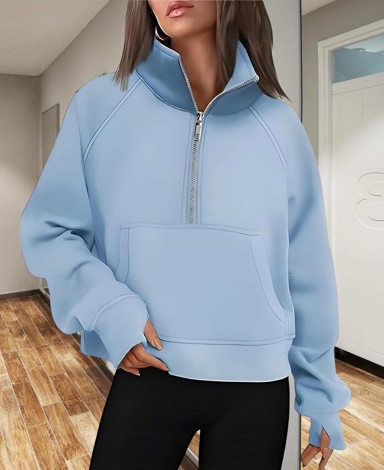 Women's Quarter-Zip Pullover - Fleece Oversized Sweatshirt Casual Fall Fashion Top for Women - Image 5
