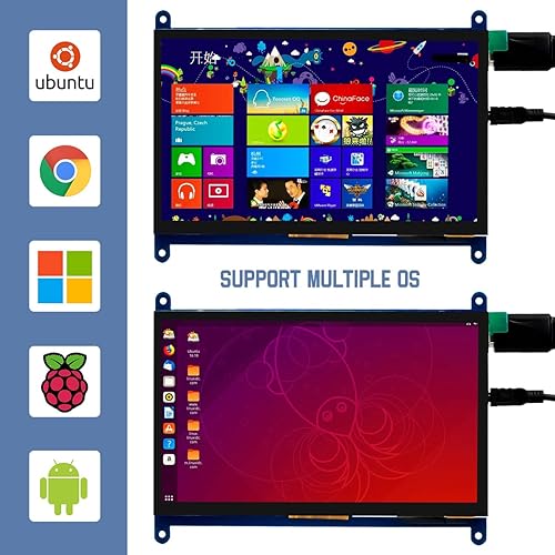 Miniatura 6 de 7 pulgadas IPS LCD pantalla táctil panel 1024 × 600 pantalla capacitiva HDMI monitor para frambuesa pi5pi4pi3cero W, BB negro, Windows 10 8 7