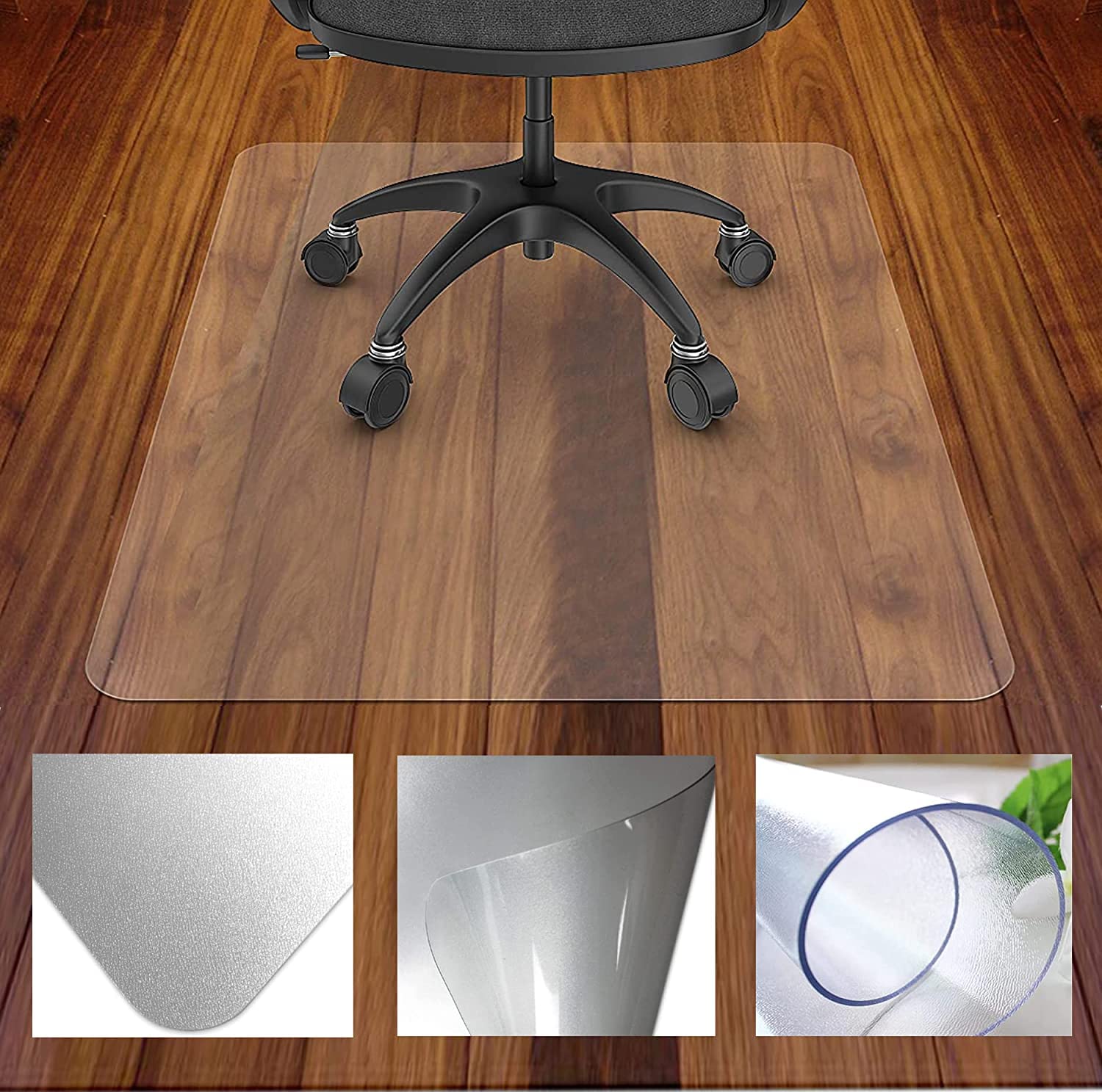 Occuwzz® Clear Chair Mat, Hard Floor Use 120cm X 100cm, Plastic Mat for Chair Easy Glide on Hard Floors，Transparent Office Home Floor Protector mat Chairmats (1.5mm Matte）