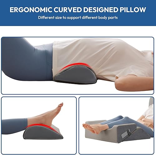 Miniatura 4 de Juego de 6 almohadas de cuña para después de la cirugía, almohada de asiento para cama, almohada de apoyo para la espalda, cuña de cama para