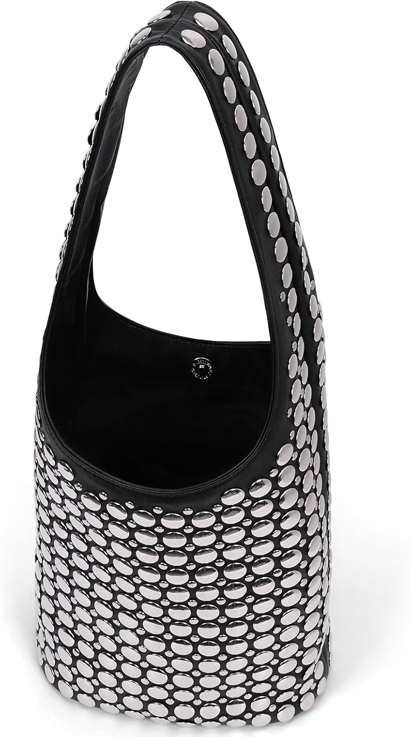 YFGBCX Vegan Leather Tote Bag Studded Purses for Women Y2K Purse Fall Hobo Bag Portuguese Stud Shoulder Handbag | Vegan Leather, Studded, Y2K Purse, Fall, Portuguese Stud, Shoulder - Image 5