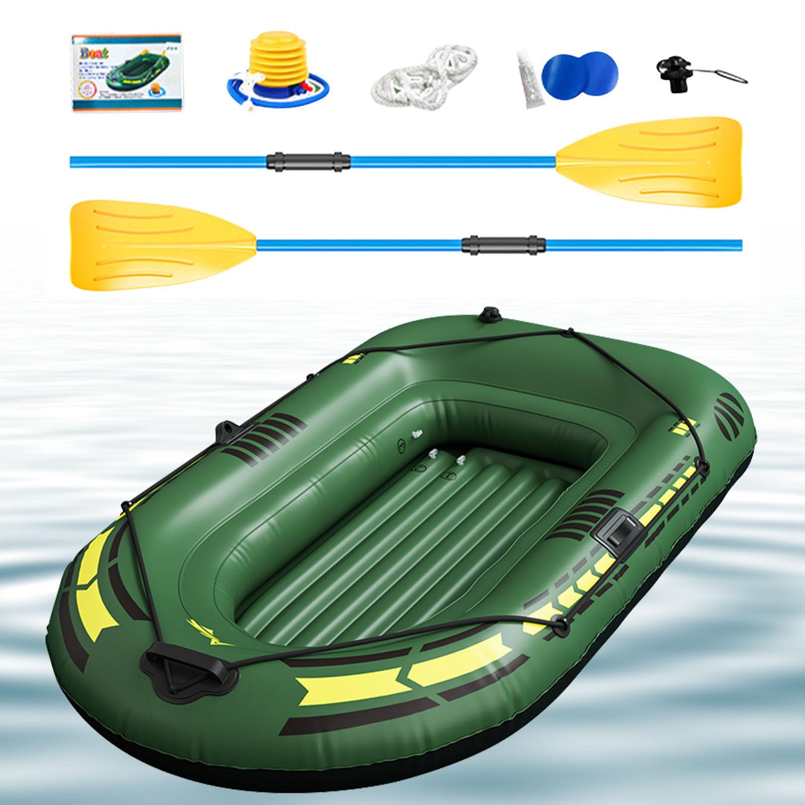 Barcos inflables para Adultos: Kayak de de 6,30 x 3,71 x 1,31 Pulgadas | balsa portátil, canoa flotante duradera y fácil de usar | Kit de botes inflables con bomba de remo para lago río al aire