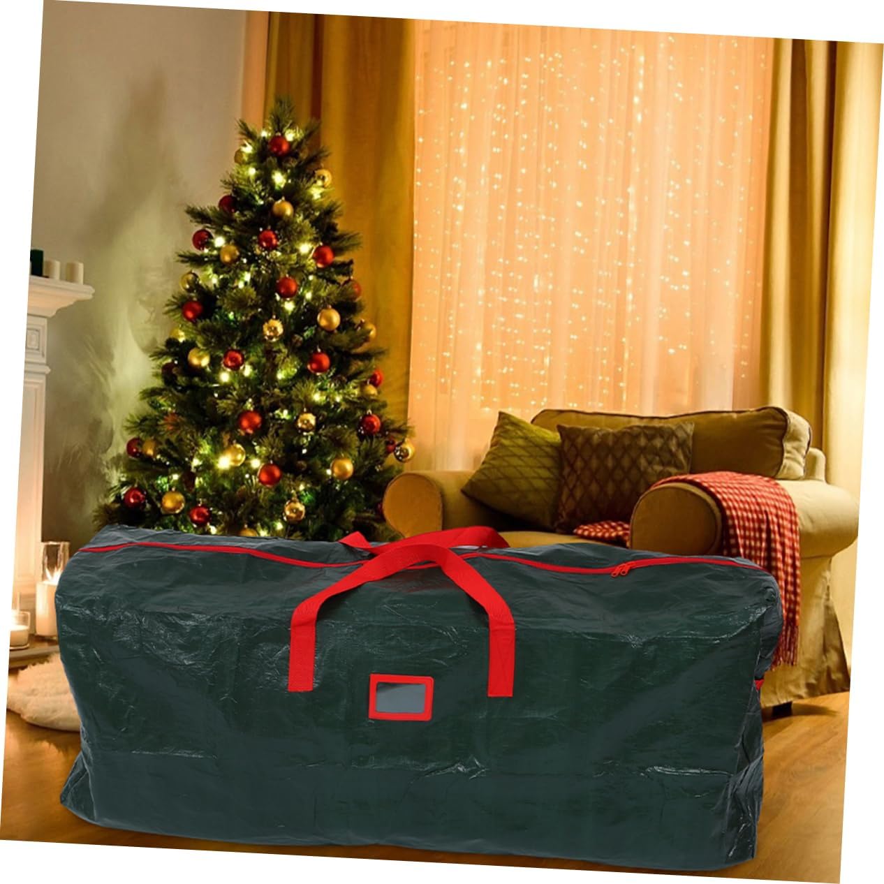 Christmas Tree Storage Bag Zippered Organizer Carry Handles for Holiday Decor Large Capacity for Easy Stowing and of Christmas Items