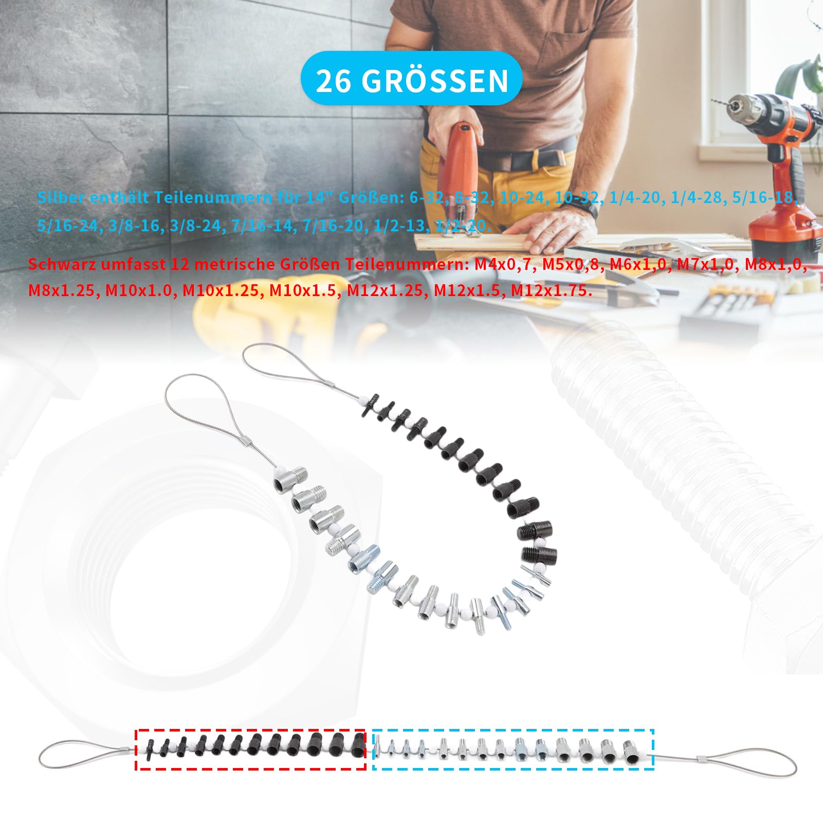 Outillage Bricolage Précision Contrôleur Filetage Métrique Et Pouces - 26 Jauges Mâle/Femelle Kit Filetage 26 Jauges