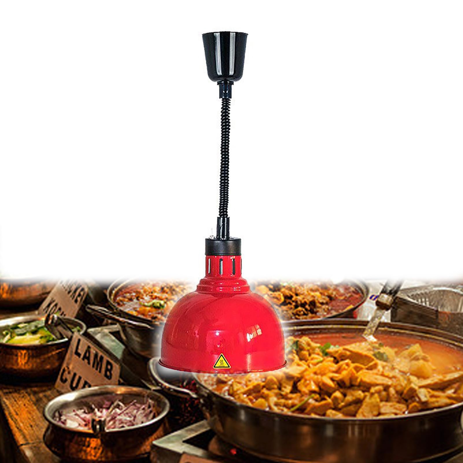 Lampa grzewcza do kuchni, wysuwana lampa grzewcza do potraw, wisząca lampa grzewcza do żywności, lampa z żarówką do utrzymywania ciepła jedzenia (rozmiar: 1 szt., kolor: czerwony)