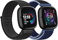Vista 18 de Correas de nailon compatibles con Fitbit Versa 4/Sense 2/Versa 3/Fitbit Sense, correa de repuesto ajustable deportiva suave transpirable