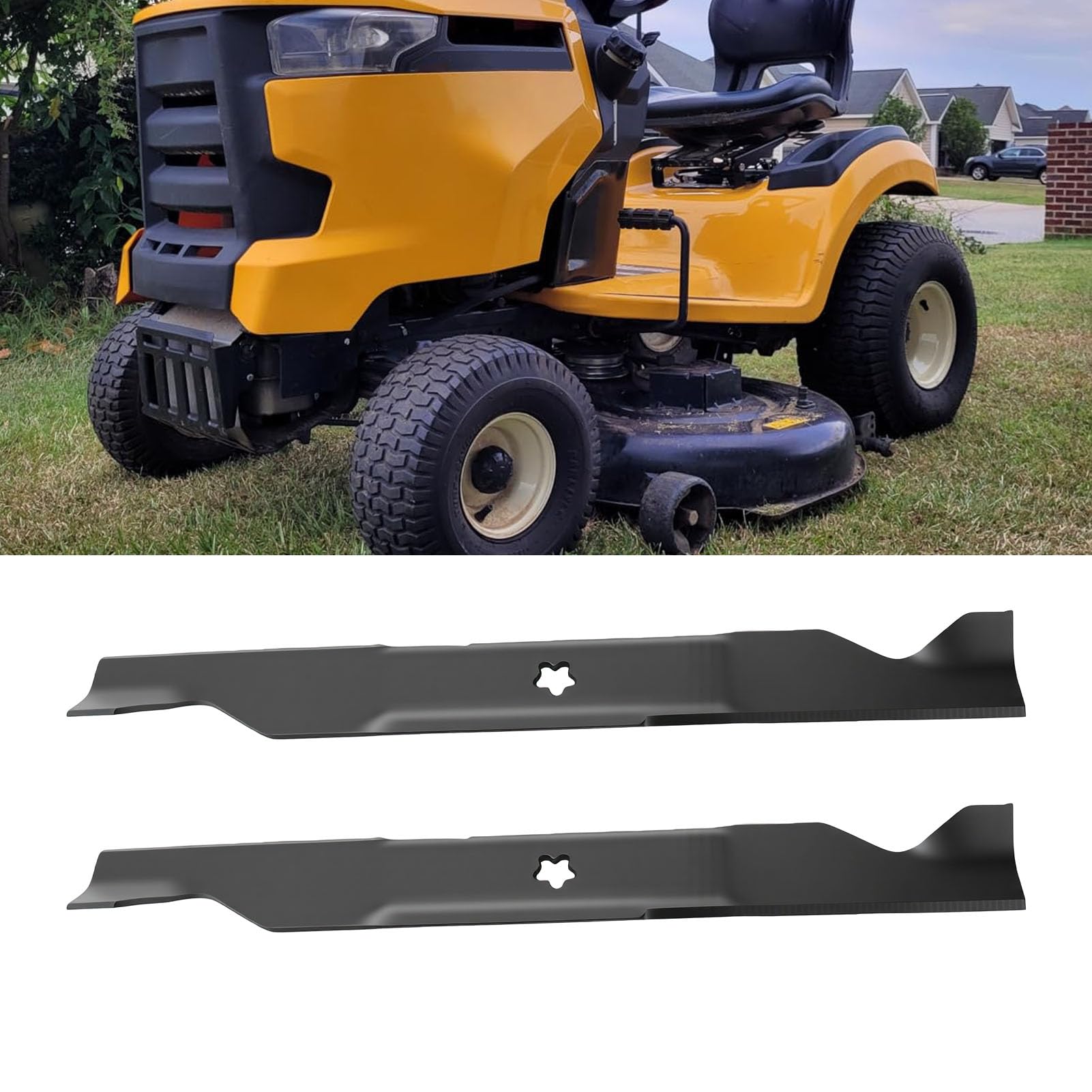 Luocute 2 Cuchillas de Repuesto para Cortacésped de Elevación Alta de 46 Pulgadas para YTH22V46 YTH22K46 YTH2146 YTH20K46 YT46LS YTA1946 YTA20V46 YTA22V46, con Acero Al Carbono y