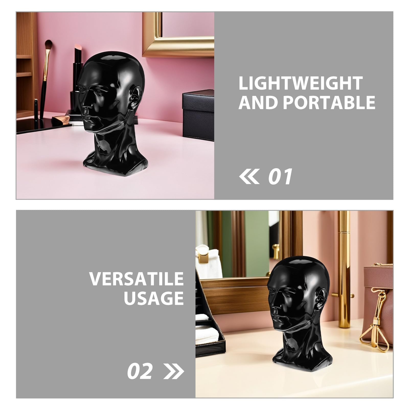 VICASKY Perücken-kopf aus Pvc für Haarstyling-übungen Hutständer und Make-up-schulungen Realistisches Design mit Kopfumfang