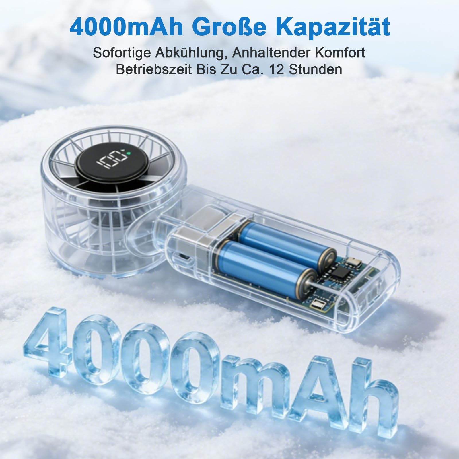 SURFOU Wentylator ręczny 4000 mAh, przenośny mini wentylator turbo z 5 stopniami, wskaźnik LED, składany, 3 w 1, ładowanie przez USB, wydajny do biura, podróży i na zewnątrz, biały