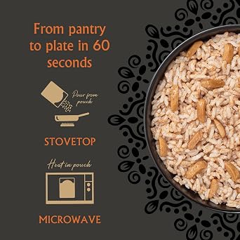 Mina Festive Rice, With Toasted Almonds & Cinnamon, Ready to Eat Rice Pilaf, Side Dishes, Microwave Rice, Vegan Protein, Non-GMO, Gluten-Free, Kosher, 8 oz