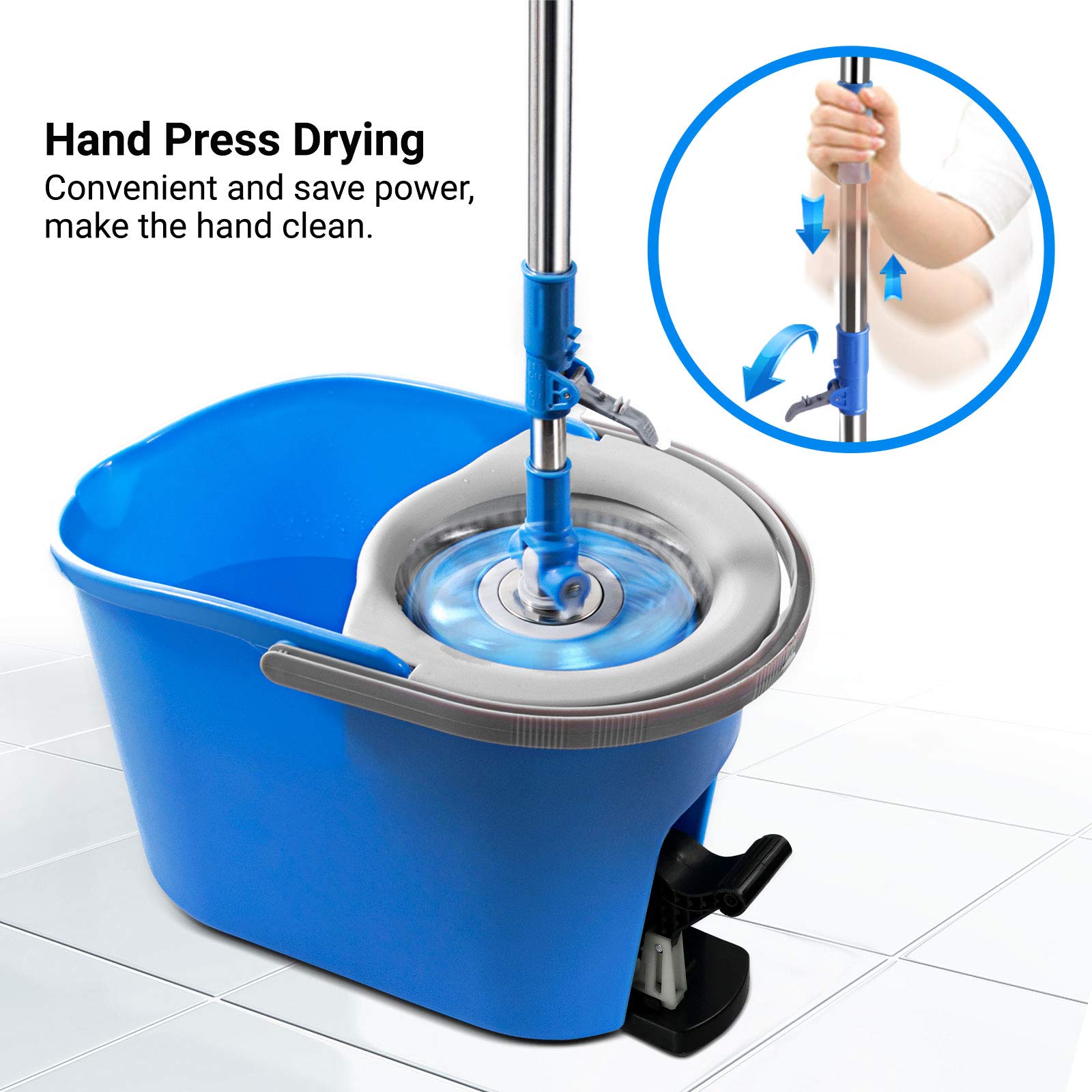 MASTERTOP Spin Mop Bucket System Mop and Bucket with Wringer Set