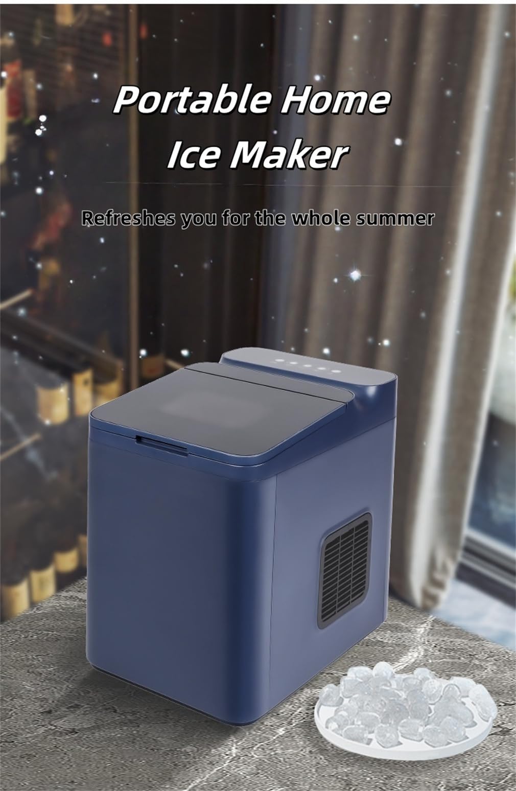WFGLH Smart Small Home Ice Maker, Portable Mini Ice Maker, Intelligent Low Water and Full Water Alerts, Size Can Be Selected, for Home/Kitchen/Party(White) on Fridge.com