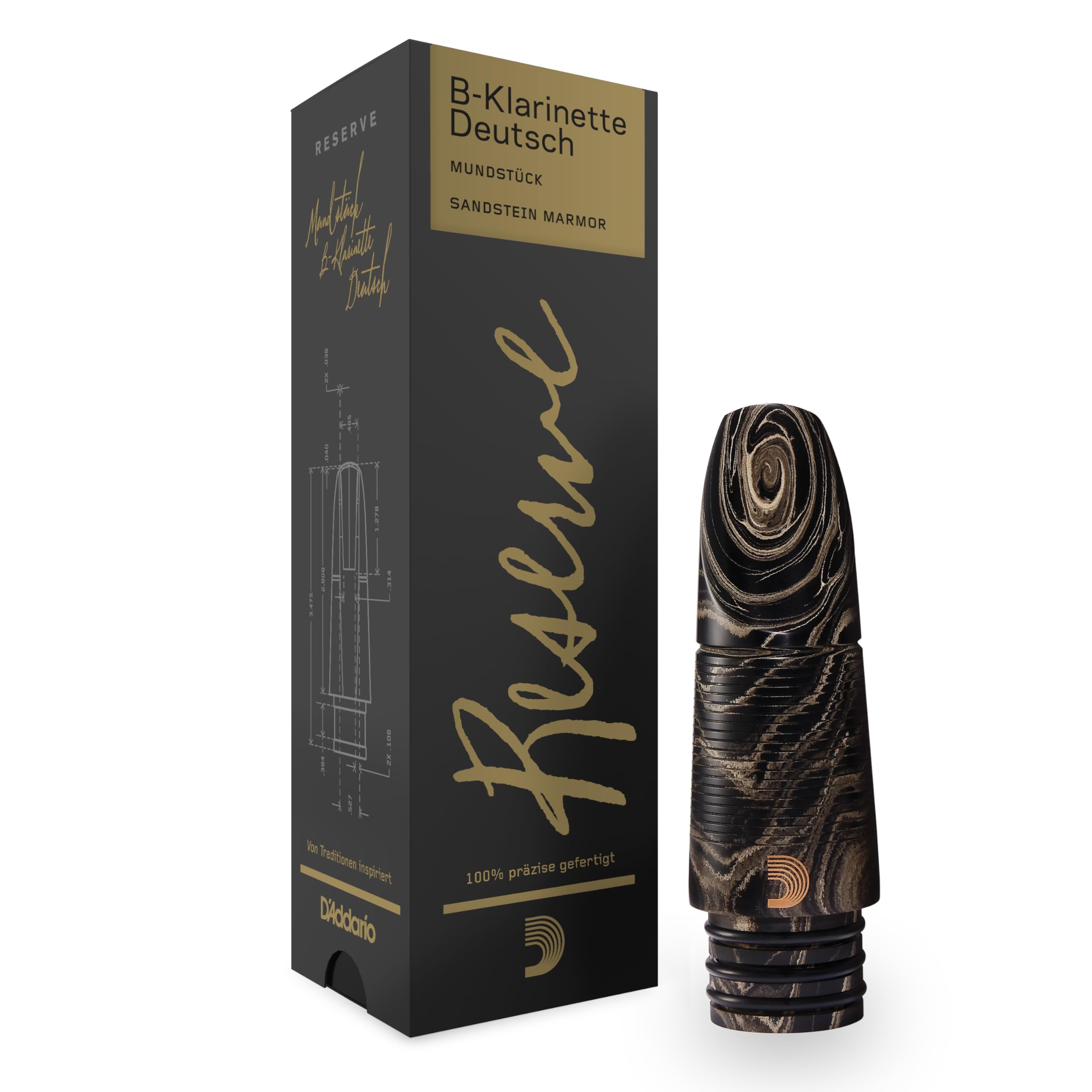D'Addario Reserve German Clarinet Mouthpiece, Marble, Multicoloured