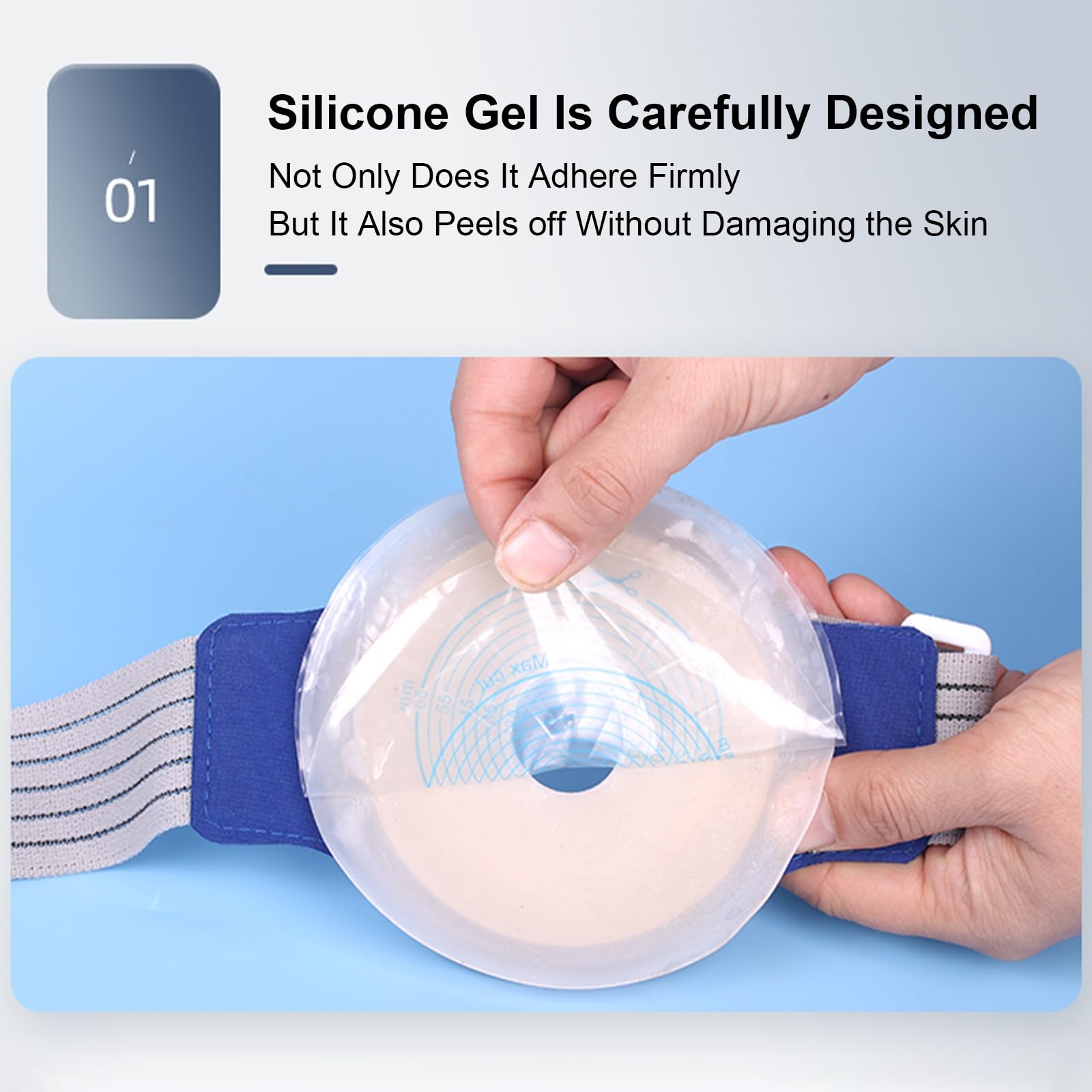 Verstellbarer Stoma Gürtel, Stomagürtel mit 2,5–5 Cm Großen Löchern, Weiche Silikonbasis, Zuschneidbar, Stoma Bandage Zum Schutz Des Stomabeutels(Large)