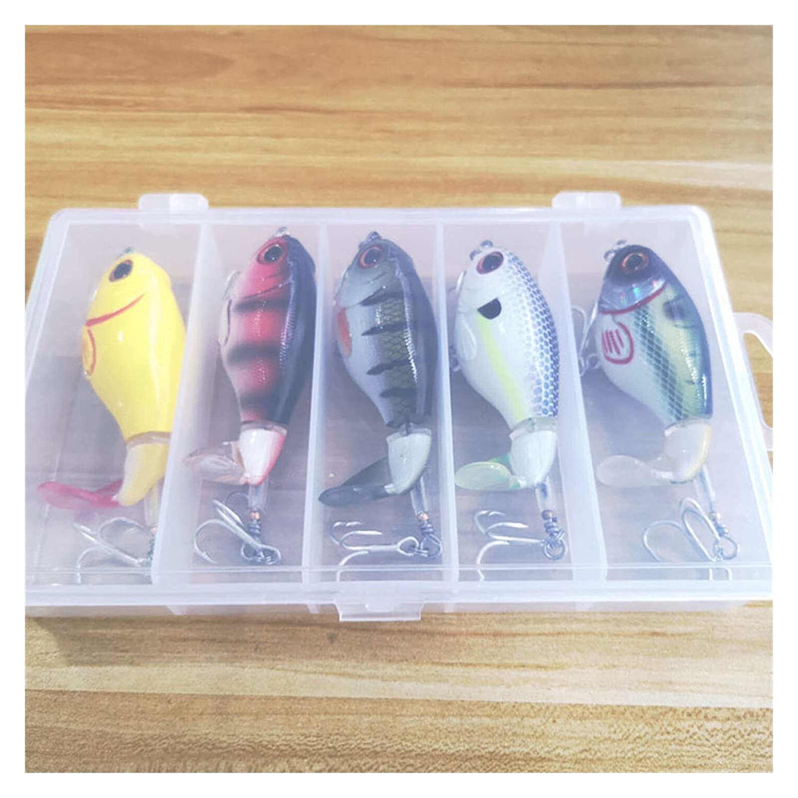 caihuashopping Señuelos de Pesca Señuelos de Pesca 7, 5 cm Crankbaits Fuertes de Pesca para Pesca Wobblers Floating Pike Baits Shads Tackle Soft Rotating Tail 5PCS Cebos Artificiales