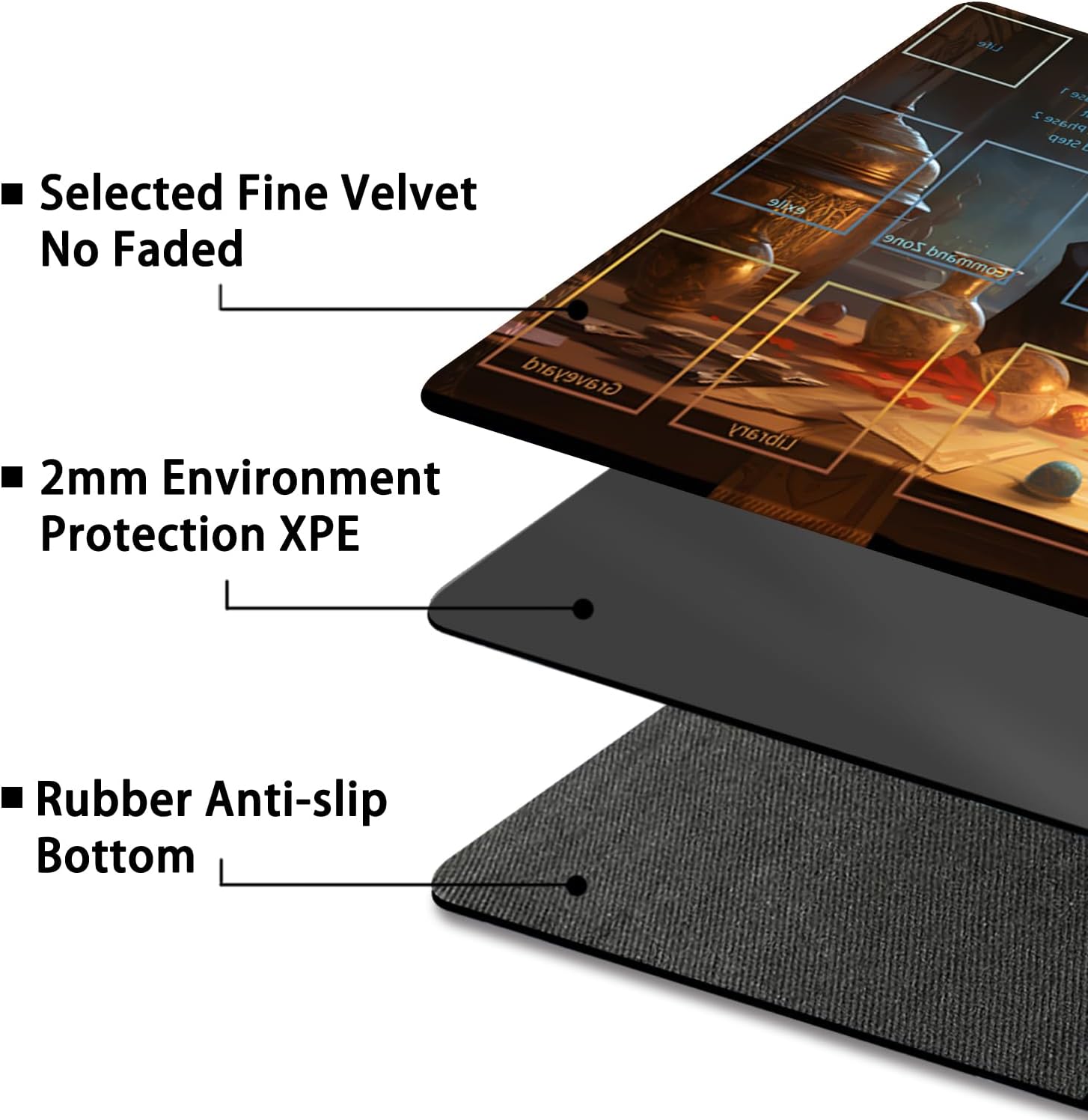 Playmat for MTG with Free Storage Bags Game Mat 24 x 14 inches TCG and Board Game Mats for Cards (Cat 3-Auxiliary Combat)