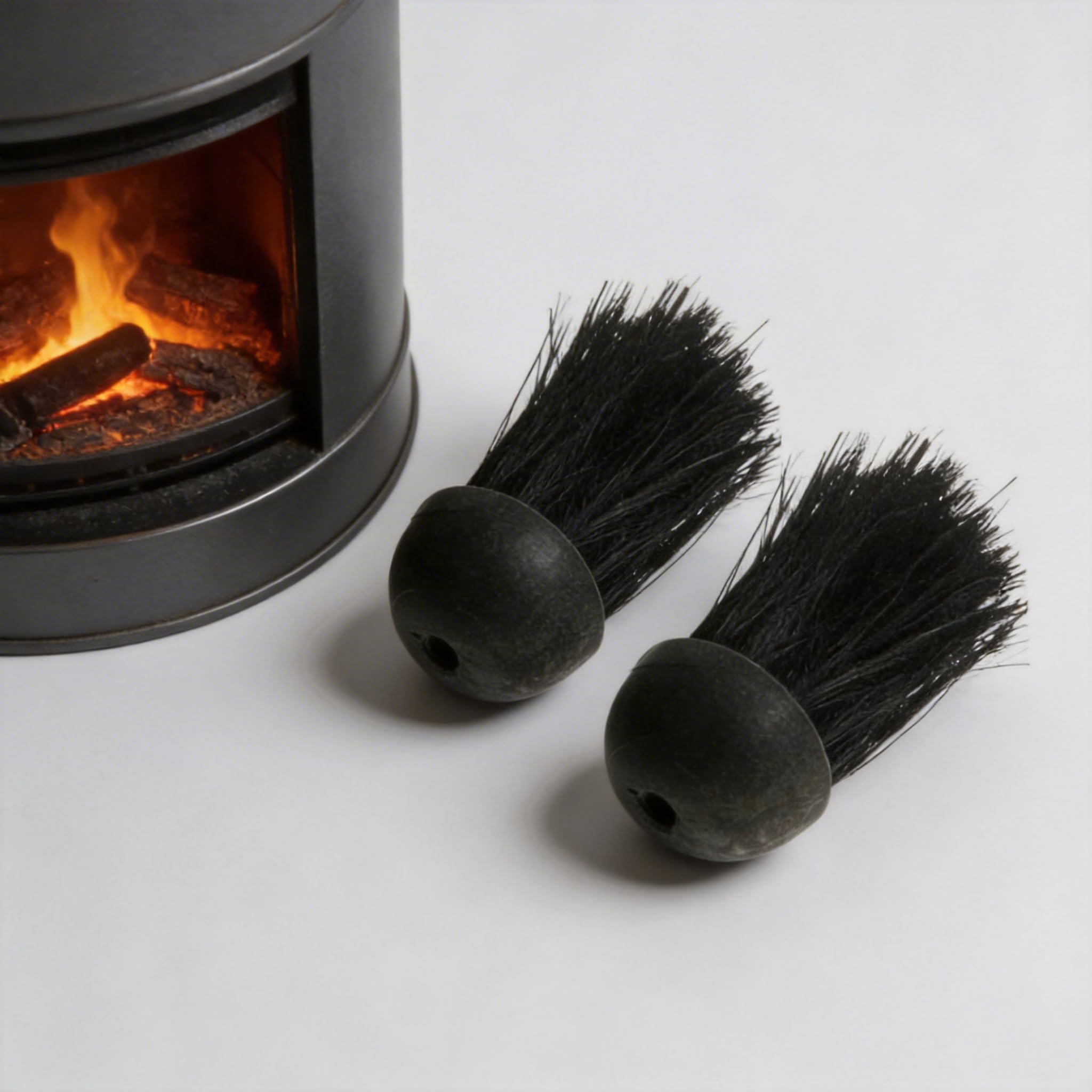 RANRAO 2Pcs x Replacement Round for COMPANION Set Hearth fireplace Brush Head Refills, Coconut Palm Bristles, Approx. 5.2 cm Wide, 7.5 cm Bristles, Fits for 3/8'' Thread Hole