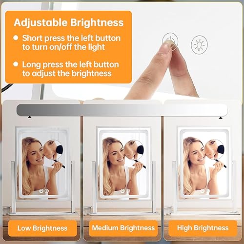 Miniatura 4 de Espejo de tocador con luces, espejo de maquillaje iluminado Hollywood, control táctil inteligente, 3 modos de iluminación de color para dormitorio,