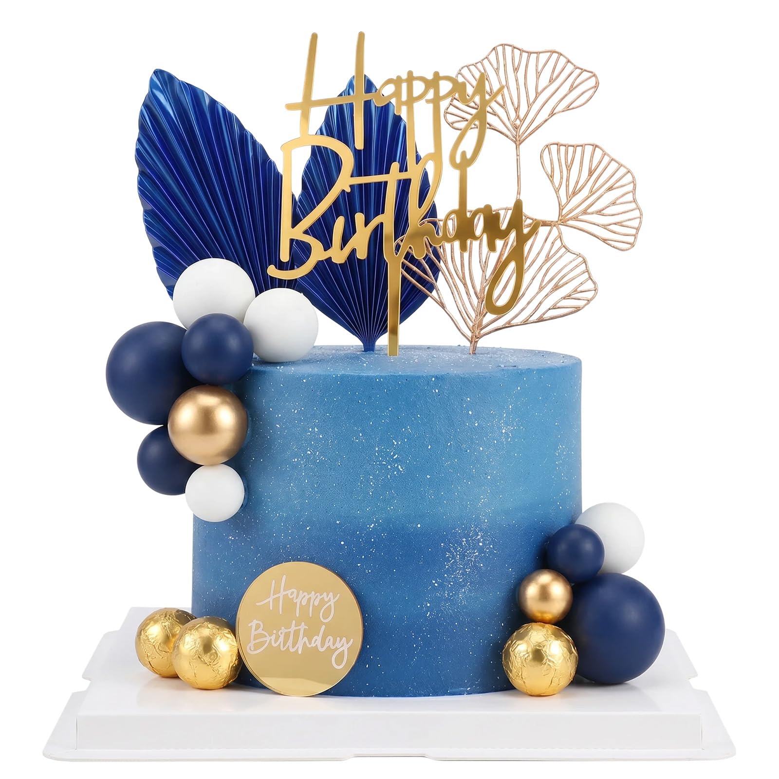 Lusofie 30 PCS Navy Blue Cake Decorations with Birthday Cake Toppers