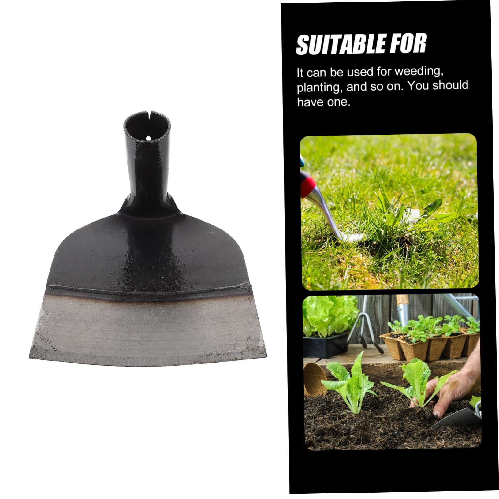 SHINEOFI Azada de Jardín de Acero Inoxidable Resistente la Corrosión y No Deformable para Desherbar Césped y Jardinería, Ideal para Aficionados al Jardín