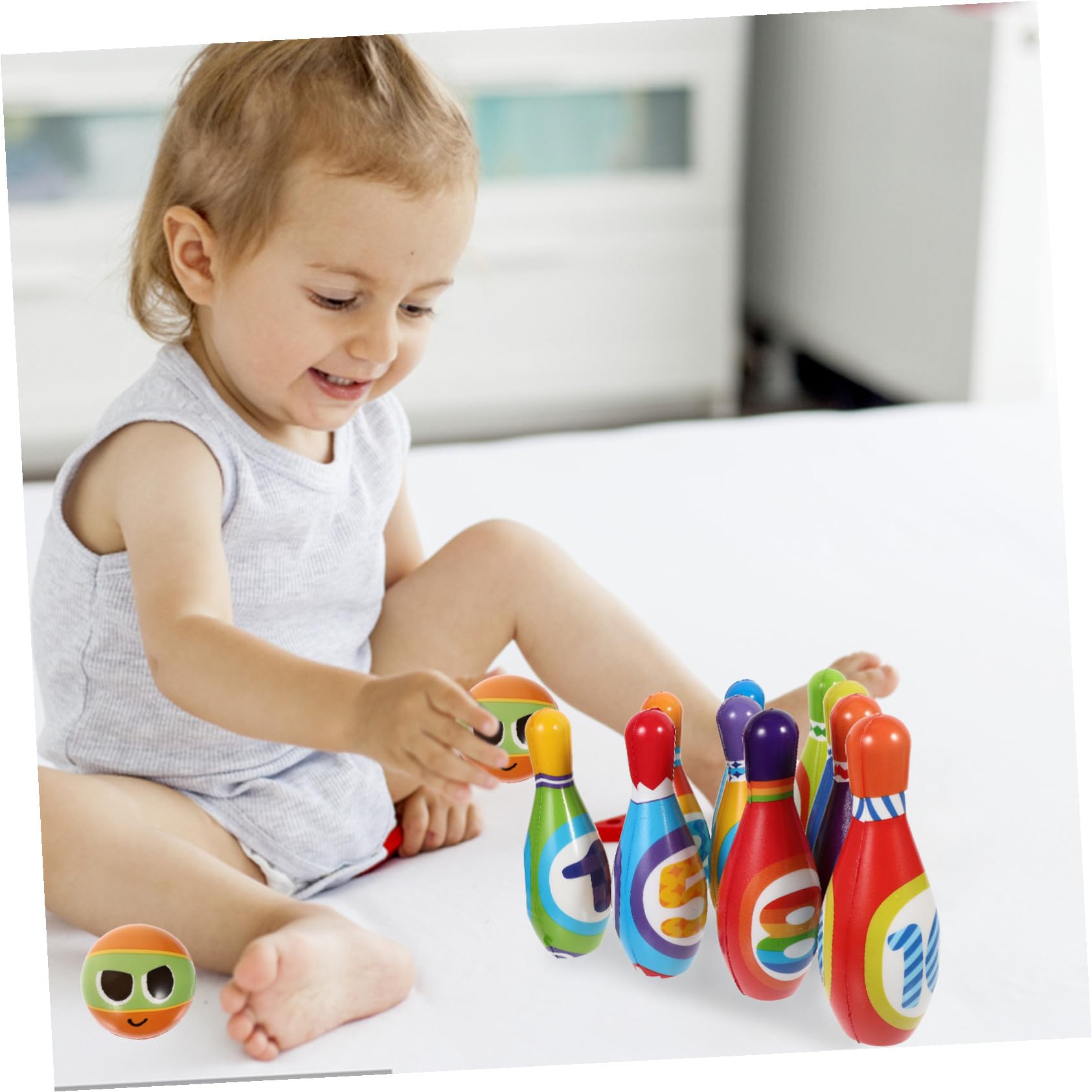 SOIMISS Gioco Bowling per Cotone PU Morbido Kit Sportivo per Indoor e Outdoor Birretti e Palline Gioco Interattivo Genitori-Figli per età